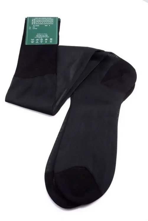 A pair of black silk formal evening socks by Fort Belvedere 