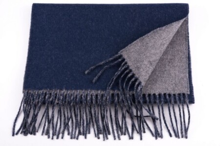 Alpaca Scarf Double Sided in Dark Blue and Grey - Fort Belvedere