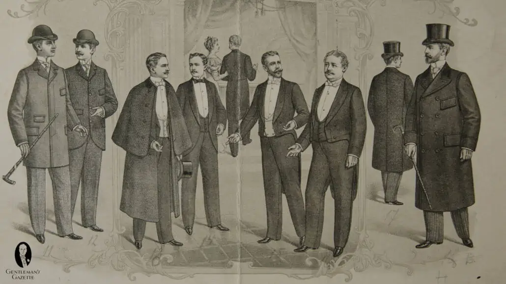 America in 1894 note the 3 white tie and Black Tie ensembles in the middle