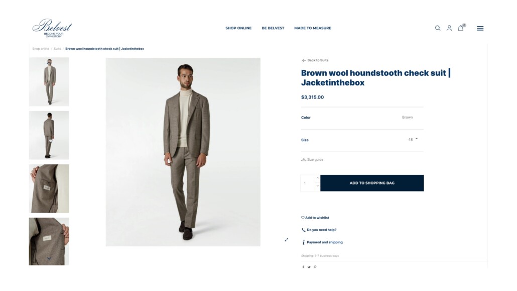 Belvest brown wool houndstooth suit