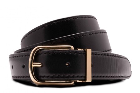 Black Calf Leather Belt Aniline Dyed Cut-To-Size - Folded Edges 3cm x 120cm - Fort Belvedere