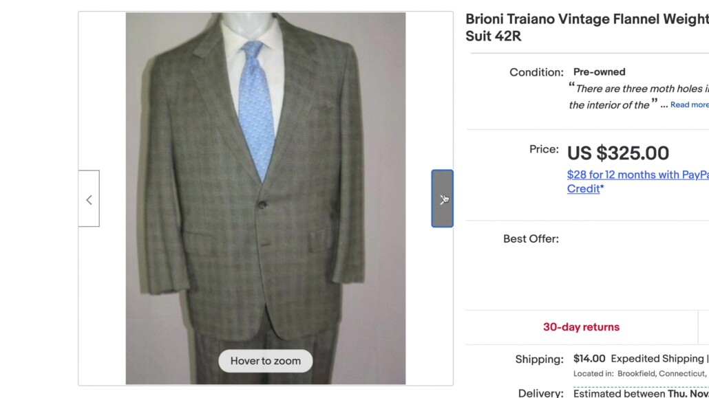 There are vintage Brioni suits sold on some online stores such as eBay.