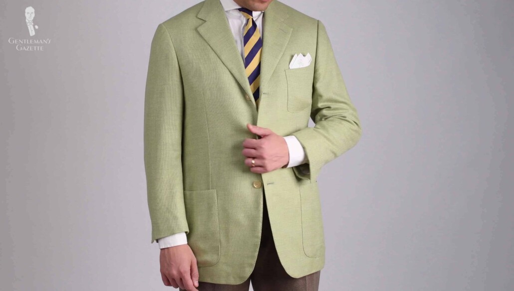 Wonderfully green summer Cashmere Cotton jacket from Isaia Red