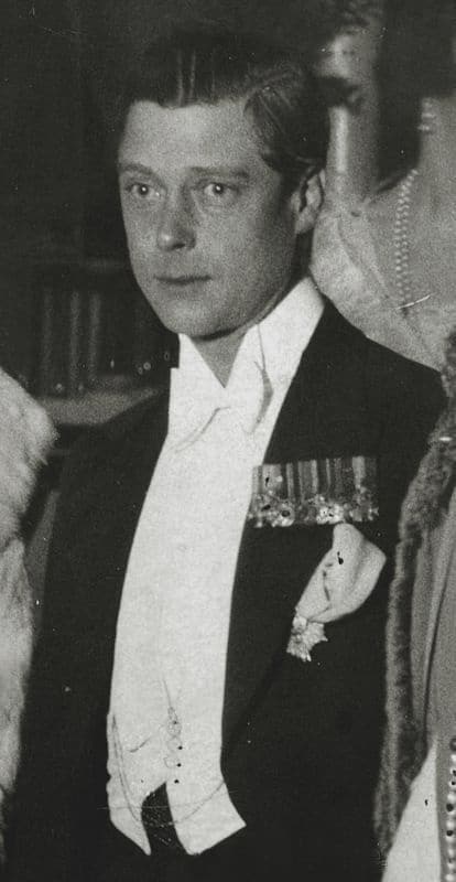The young Prince of Wales wearing White Tie with decorations and waistcoat chain - note the tall wing collar