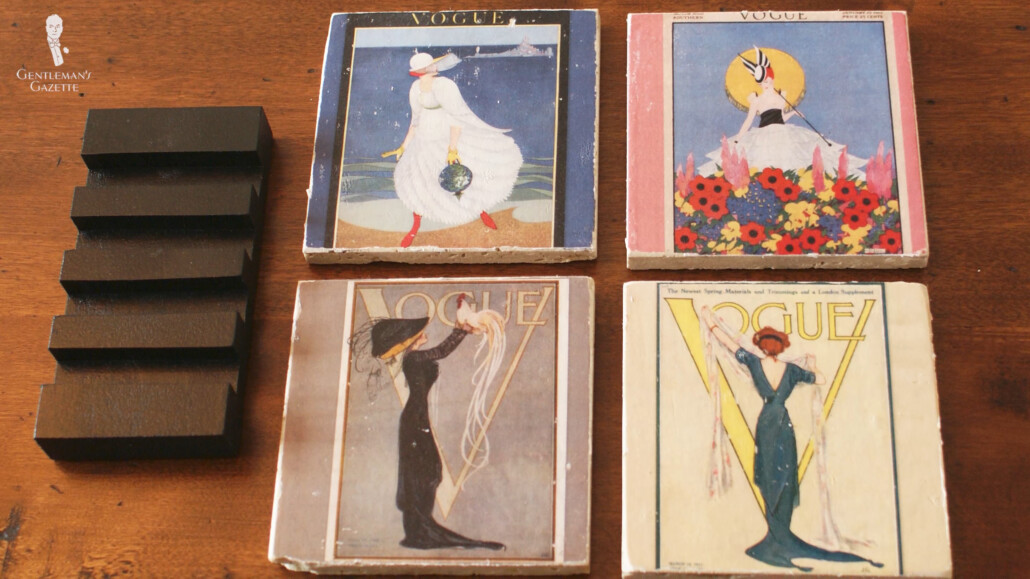 Coasters with vintage fashion illustrations