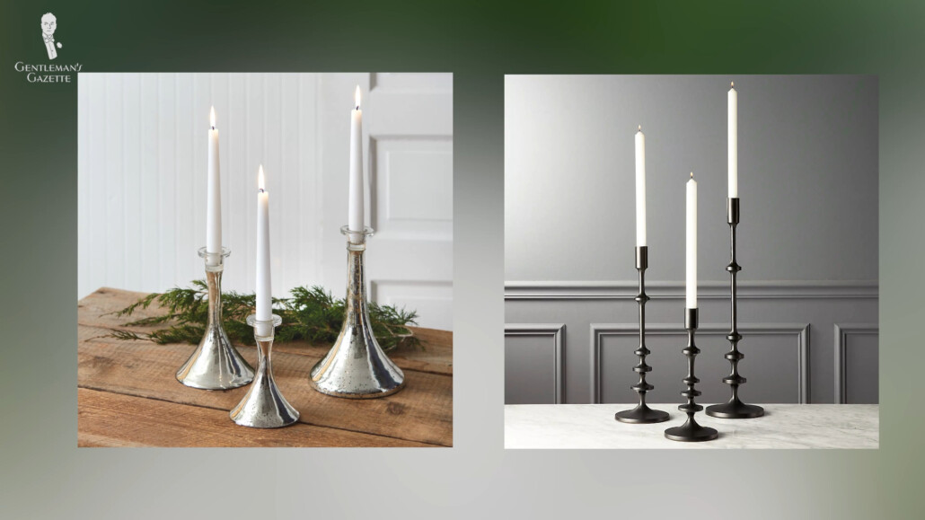 Simple candle holders can complement any surface