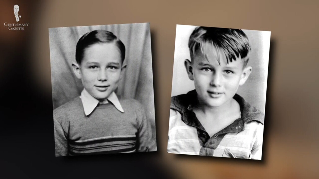Two pictures of James Dean as a young boy.