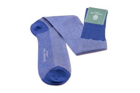 Very Blue & White Two-Tone Solid Formal Evening Socks