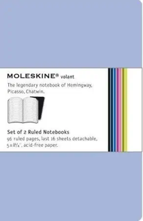 Moleskine Volant Notebook (Set of 2), Large, Ruled, Antwerp Blue, Prussian Blue, Soft Cover (5 x 8.25)
