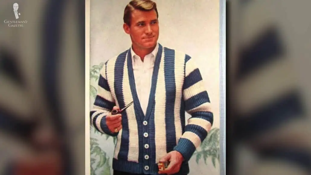 Men wore cardigans or other styles of sweaters/jumpers when at home.