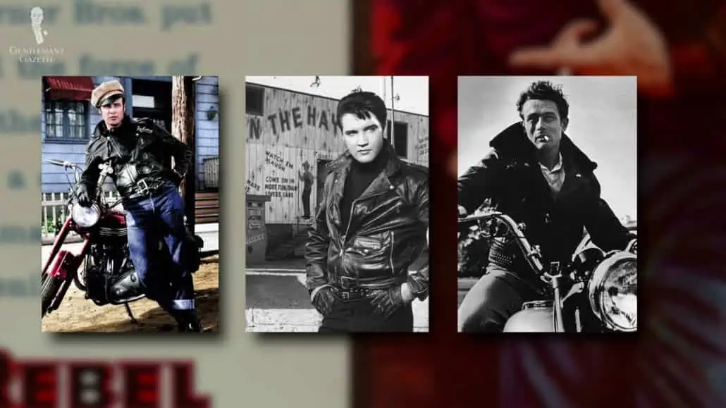 Marlon Brando, James Dean, and Elvis Presley were three prominent wearers of "greaser" fashions.