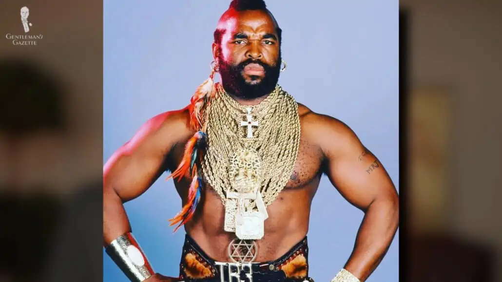 Mr. T (Lawrence Tureaud) wearing excessive jewelry