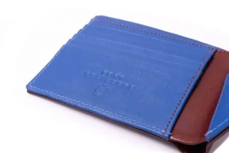 Men's Leather Wallet in Whisky Brown Boxcalf and Blue Deerskin with 10 Card Slots