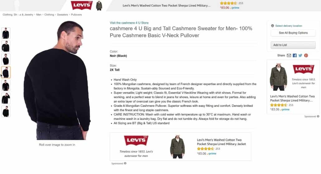 100 Mongolian Cashmere An online listing of a Cashmere 4 U cashmere sweater highlights that it’s made of 100% Mongolian cashmere.