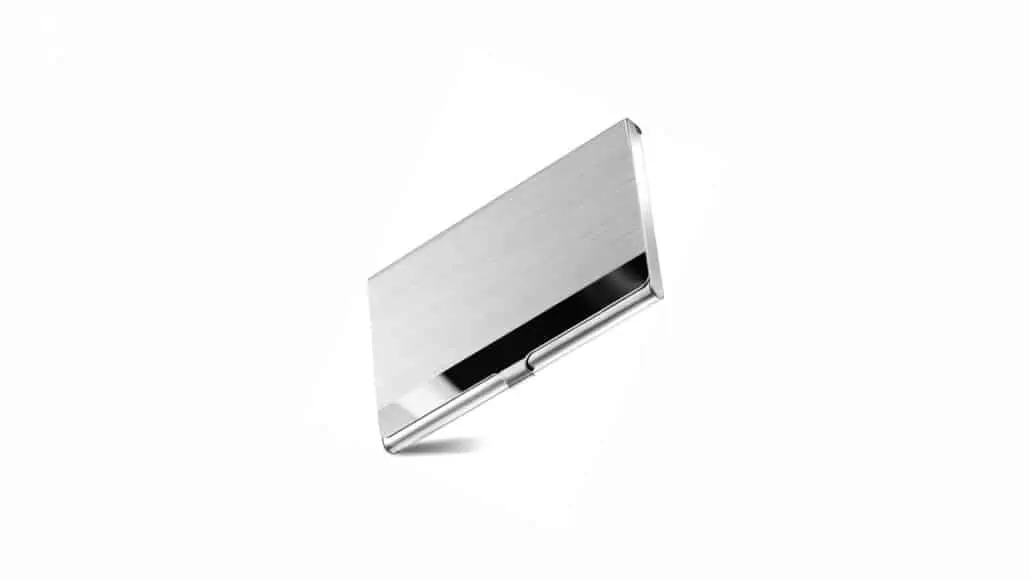 A business card holder with rounded corners