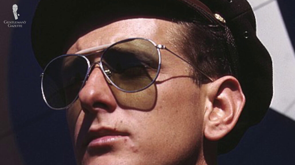 A man wearing aviator sunglasses.