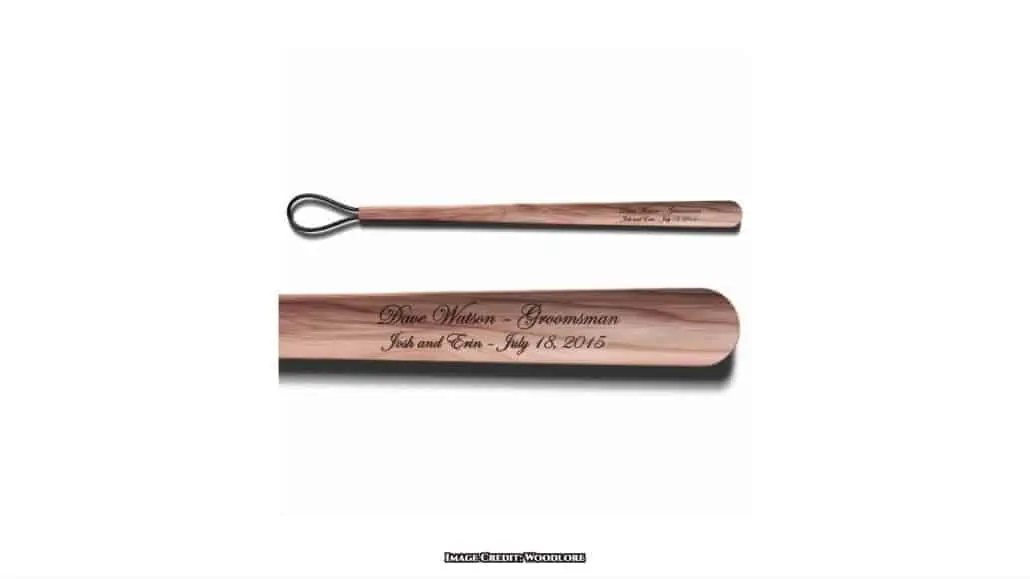 A personalized wooden shoe horn