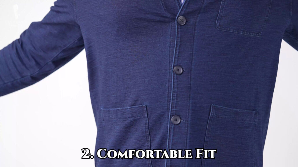 A well-fitting overshirt should feel comfortable and give you a good range of movement.