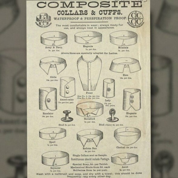 An 1887 Advert Illustrating Different Styles Of Collars And Cuffs An 1887 advert illustrating different styles of collars and cuffs