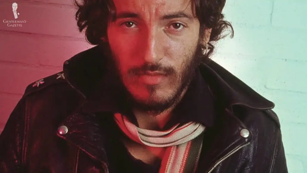 Bruce Springsteen wearing a Schott Perfecto jacket.