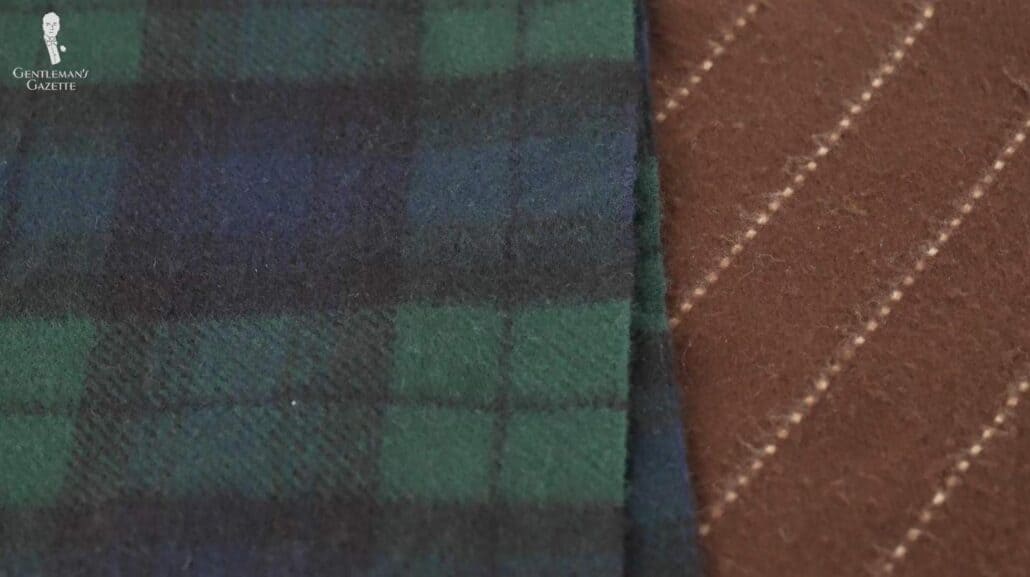 Cashmere Scarves 1 Cashmere scarves up close (Pictured: Black Watch Tartan Cashmere Scarf – Green Blue Military from Fort Belvedere)