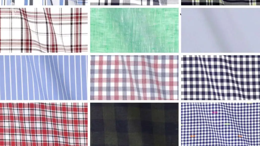 A variety of the colors and patterns of shirting fabric offered by Spier & Mackay.