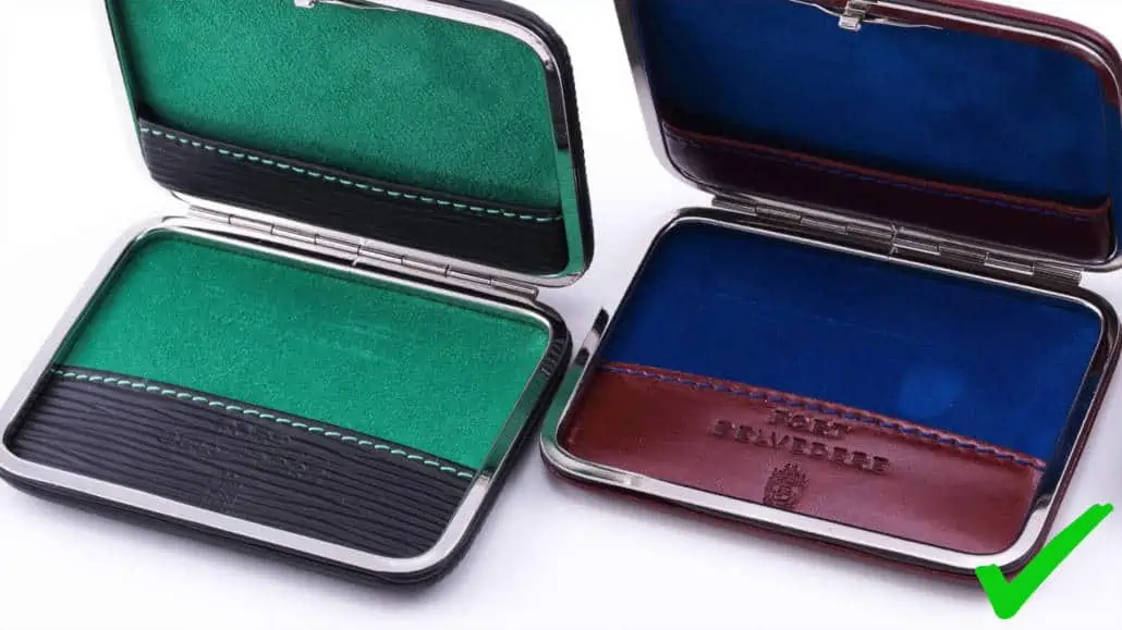 Fort Belvedere business cardholders with contrasting internal lining and stitching