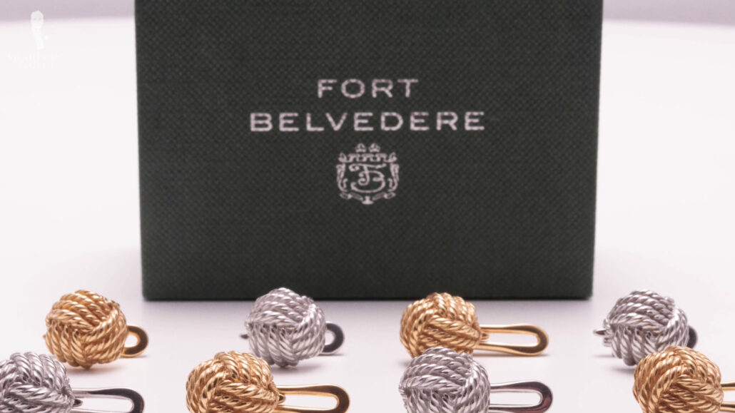 Fort Belvedere shirt studs come in their own quality Fort Belvedere boxes