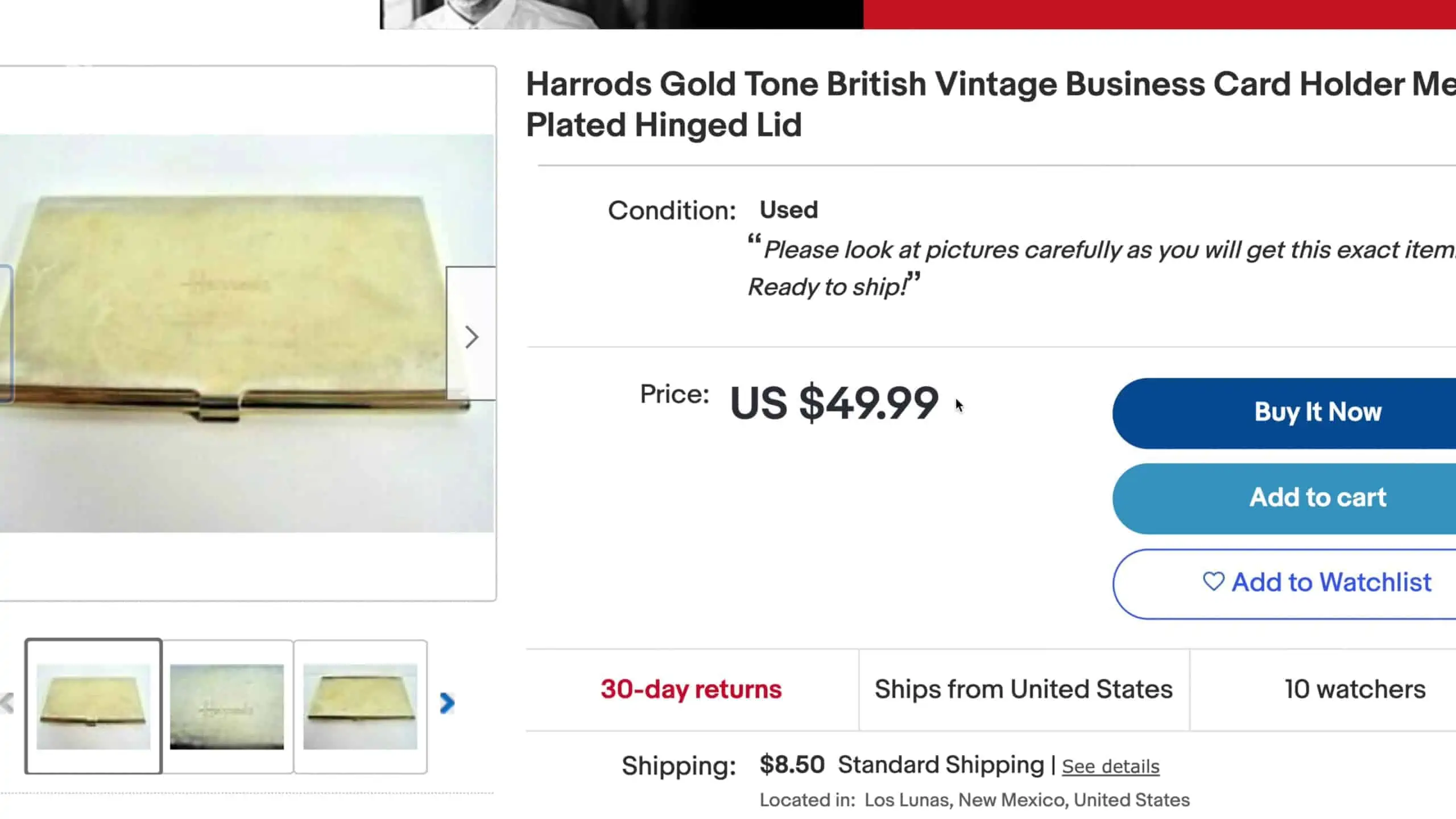 Gold vintage business cardholder.