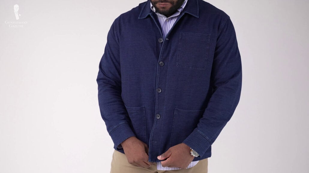 Kyle Donning An Overshirt With A Single Breast Pocket And Patch Pockets At The Hip Kyle donning an overshirt with a single-breast pocket and patch pockets at the hip