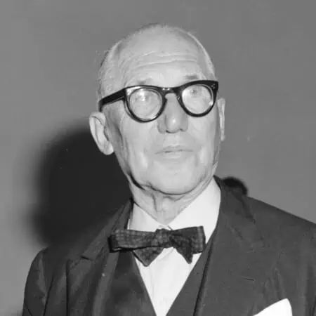 A photograph of Le Corbusier