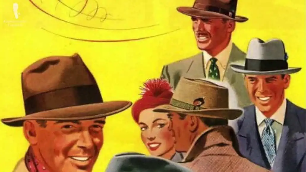 1950s men enjoyed hats (and hatbands) in many colors.
