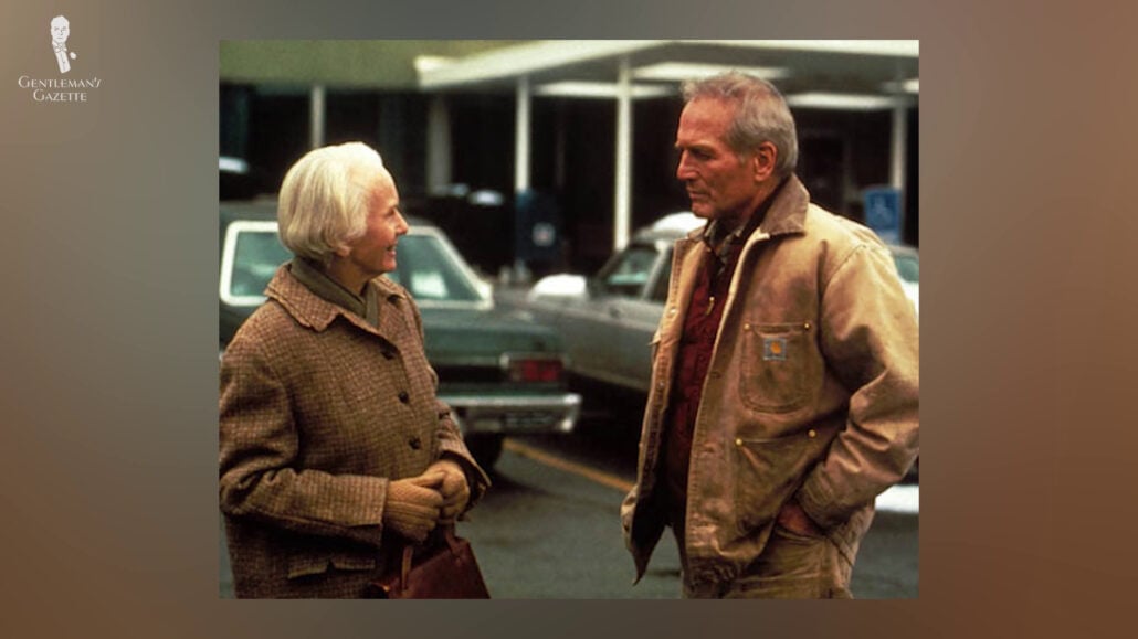 Paul Newman Wears An Overshirt Again In The 1994 Film Nobodys Fool Paul Newman wears an overshirt again in the 1994 film Nobody’s Fool.