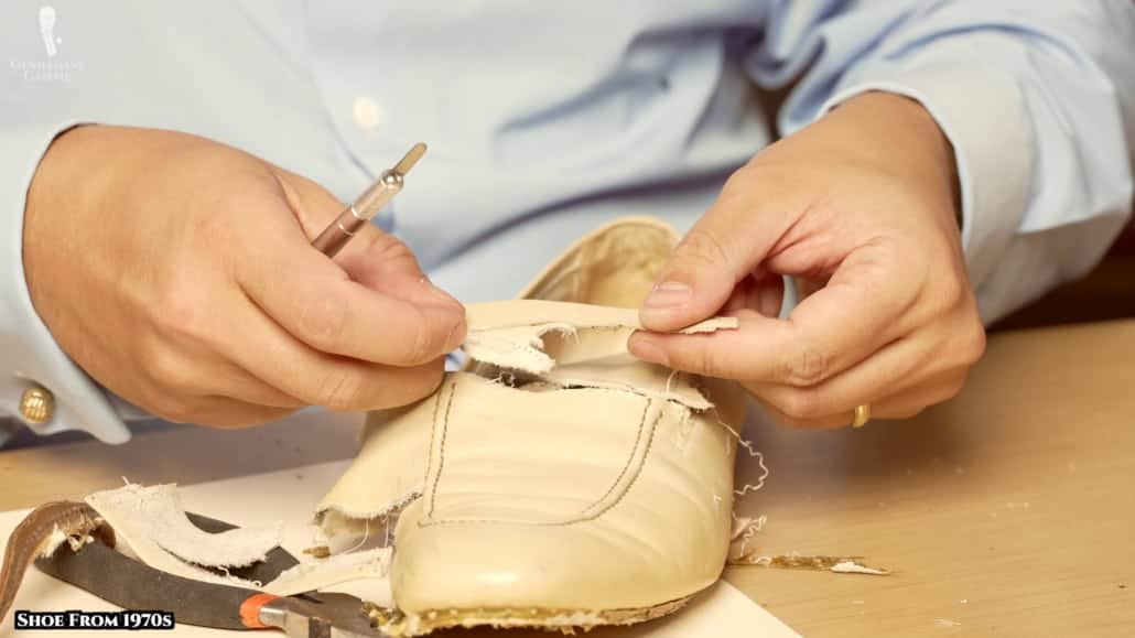 A part of the Biscayne shoe was cut and an overlay was placed on top