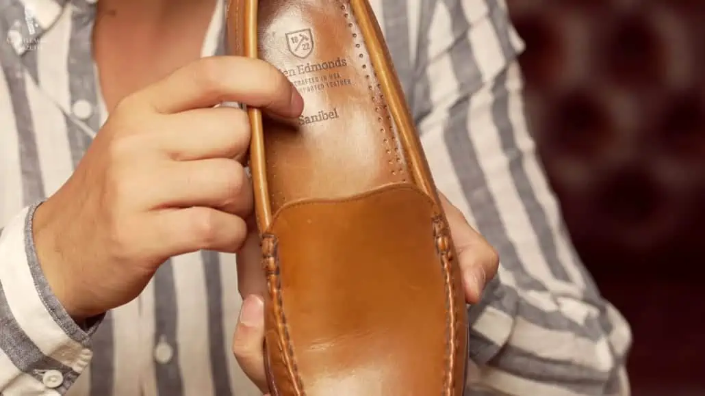 The Sanibel loafer has a label that it's handcrafted in the USA