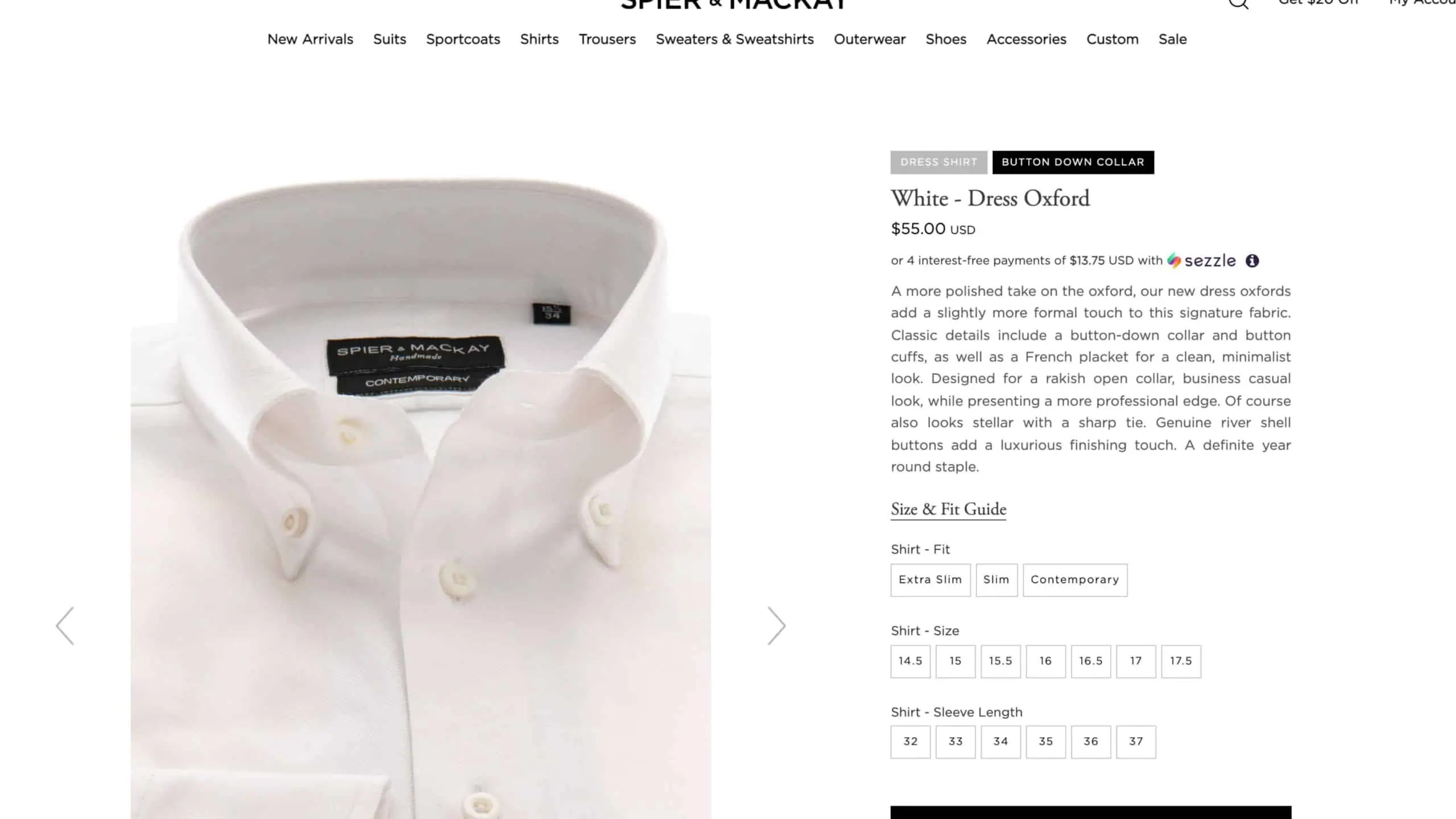 A Spier & Mackay button-down collar shirt in white.