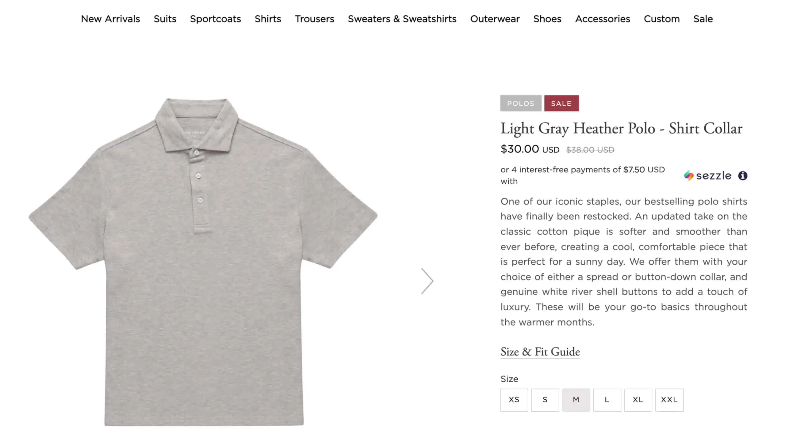 Spier & Mackay’s casual shirts have sizes of small, medium, large, etc.