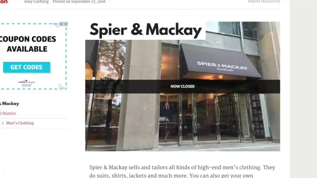 The former Spier & Mackay flagship store; they have now focused on the online sales model.