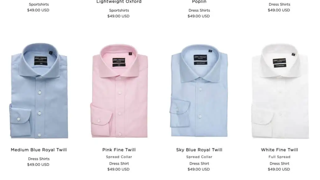 Spier & Mackay’s shirts range from $39 to $55.
