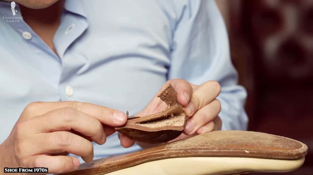 The final layer of the Biscayne heel block also has 2 layers of leather.