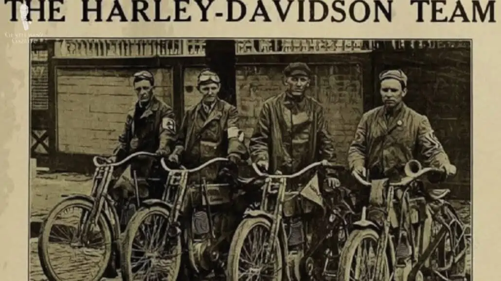 The first Harley Davidson bikers wearing the first run of the Perfecto jacket