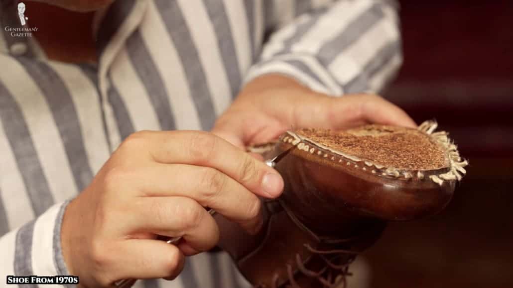 The curious plastic strip that's built into the Leeds shoe.