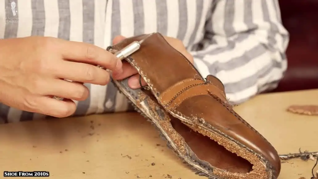 Hidden seams on the sides of the 2010s Allen Edmonds shoes.