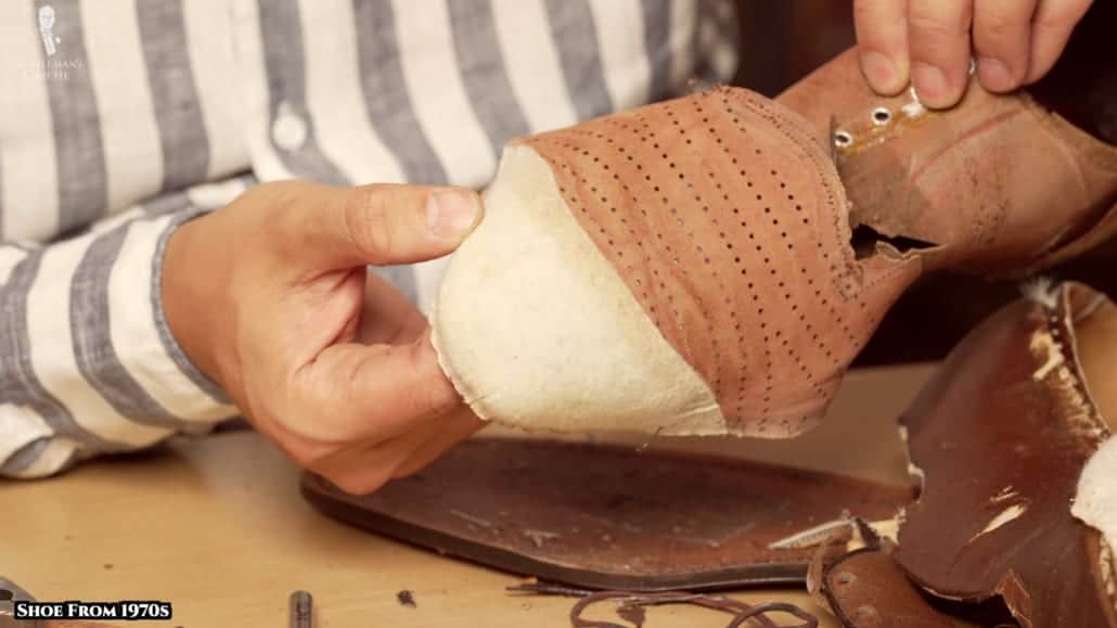 The stiffened toe cap of the Leeds shoe