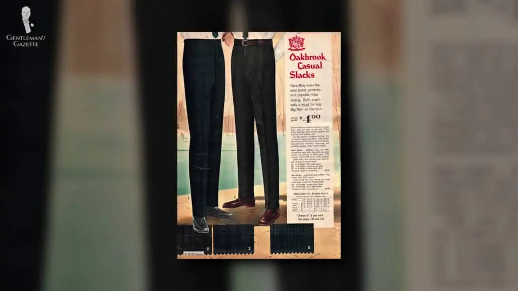Trousers in the 1960s.