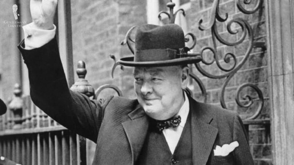 Winston Churchill wearing a homburg.
