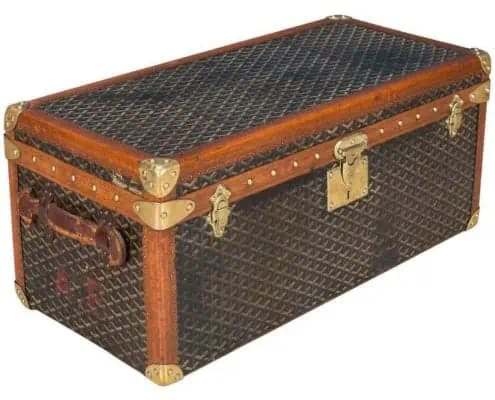 A rare Goyard Chevron Canvas Trunk from the early 1800s.