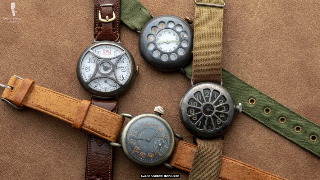 A bunch of trench watches.