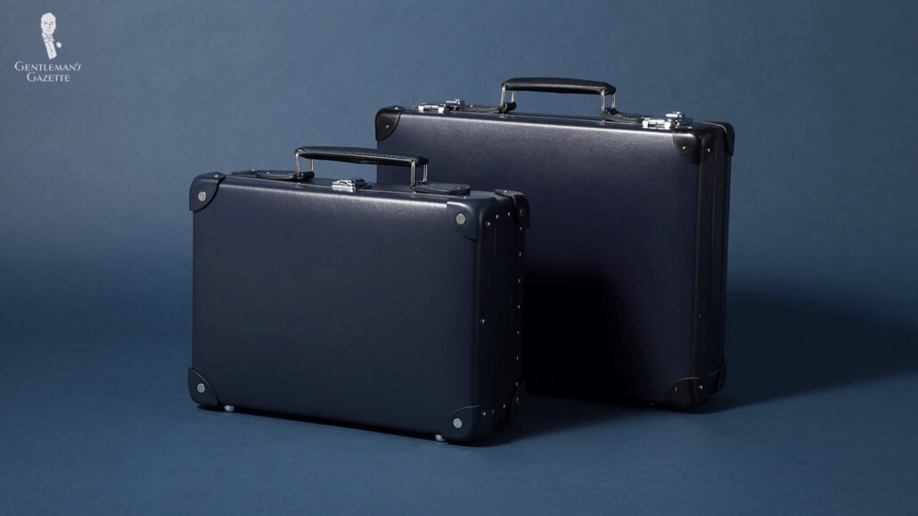 A hard-sided briefcase.