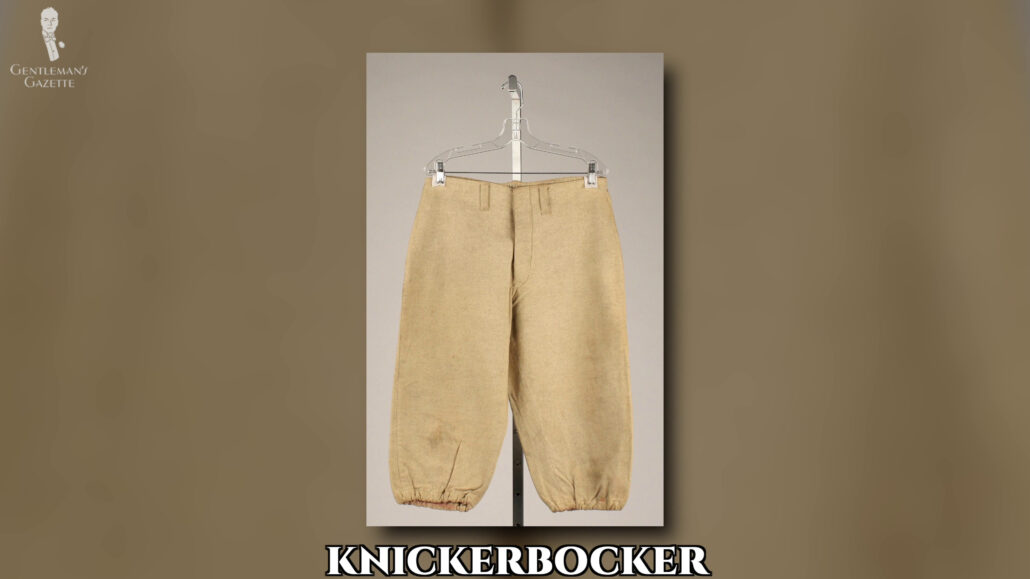 A knickerbocker is a style of trouser that stopped just below the knee.